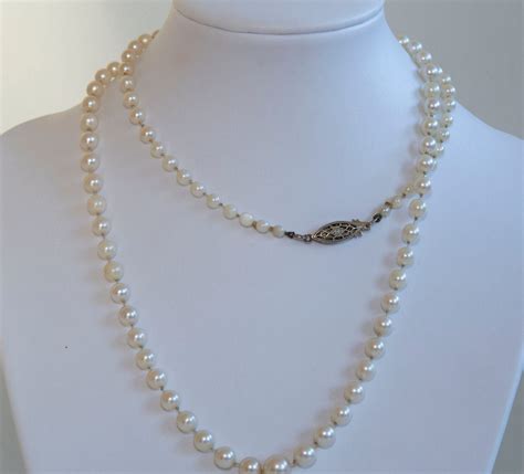 Vintage Real Cultured Fresh Water Graduated Pearl Mm Necklace Cm Etsy Graduated Pearl