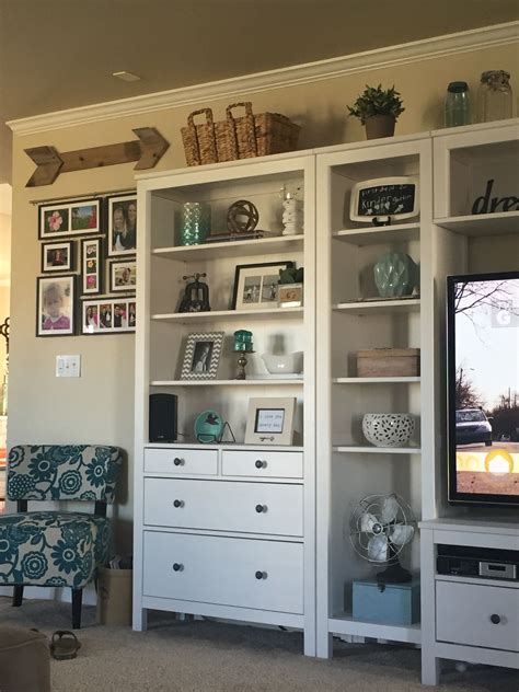 This tv console from ikea could be the staple piece your rustic farmhouse or modern industrial living room needed, and it comes at such a great price! Ikea Hemnes entertainment center in living room | Living ...