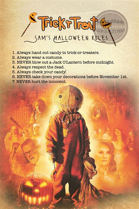 Trick R Treat Vintage Art Print Sams Halloween Rules Etsy