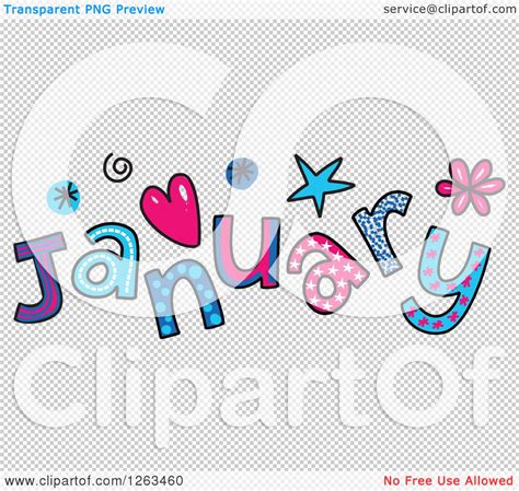 Clipart of Colorful Sketched Month of January Text - Royalty Free Vector Illustration by Prawny ...