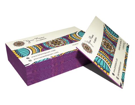Layered psd easy smart object insertion license: AED 150 for 50 COLORED EDGE BUSINESS CARDS by Deluxe Printing in Dubai.