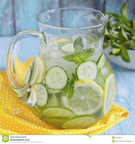 Fruit Water In Glass Pitcher Stock Photo Image Of Citrus