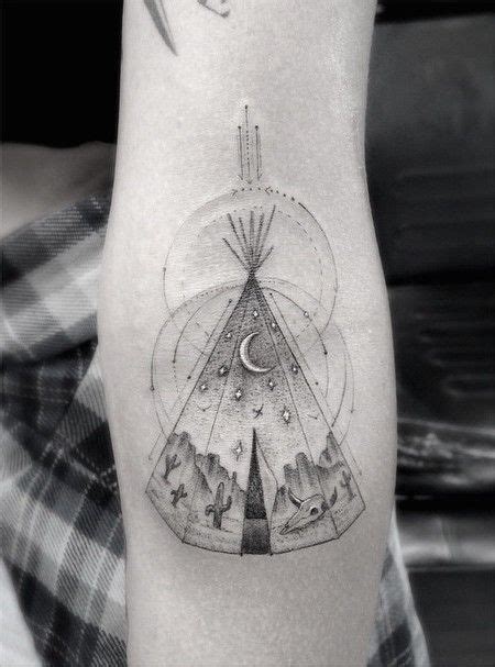 21 Awesome Camping Tattoos For People Who Love Sleeping Under The Stars Geometric Tattoo