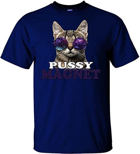 Mens Pussy Magnet Cat Sunglasses Funny Meme T Shirt X Large Navyblue Amazonca Clothing