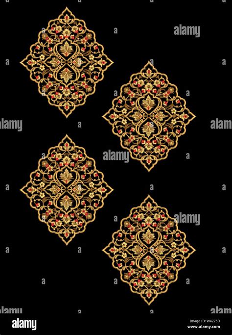 Embroidery Motif Textile Print Design For Mughal Art Manually