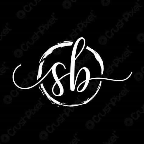 Sb Initial Handwriting Logo Design With A Brush Circle Stock Vector