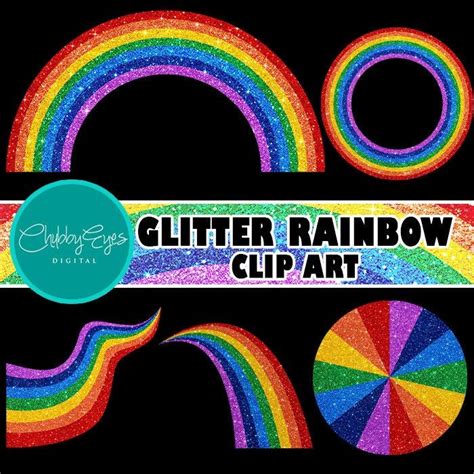 The Glitter Rainbow Clip Art Kit Is Shown