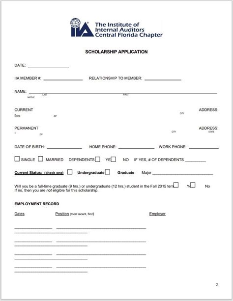 18 Free Scholarship Application Forms Free Fillable Pdf Forms