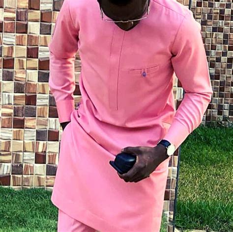 Dashiki Clothing For Men Baby Pink Mens African Caftan Etsy