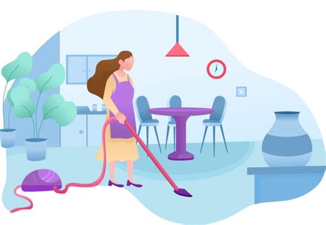 Good baby diana helps mommy. Home cleaning service cartoon Vector | Premium Download