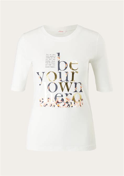Women Cotton T Shirt With A Front Print Ecru Solivereu