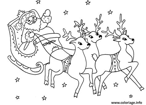 Coloriage Pere Noel Traineau Avec Les Rennes Dessin Pere Noel à imprimer
