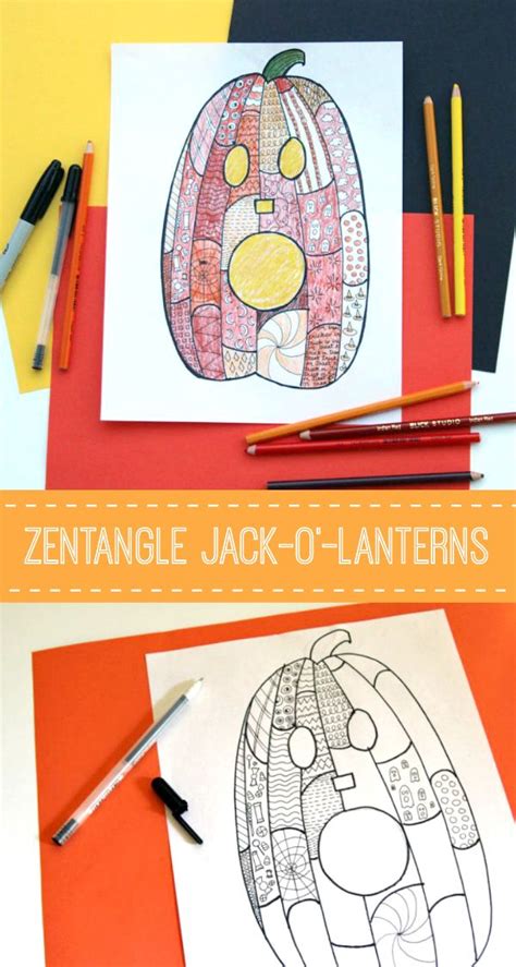 Coloring Zentangle Pumpkin Jack O Lanterns Halloween