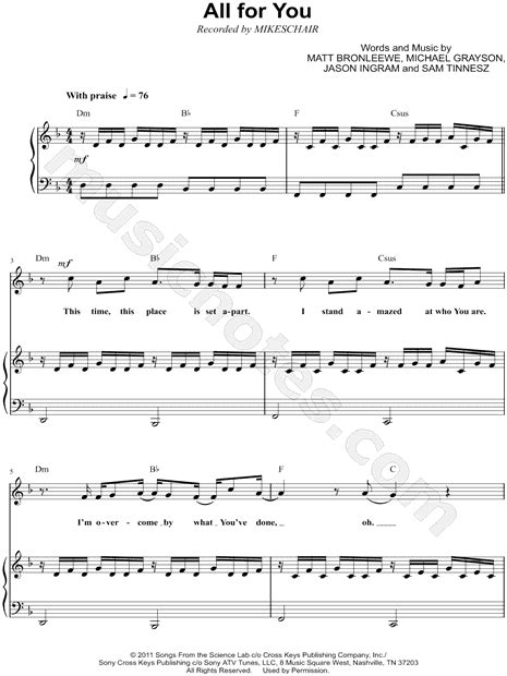 Mikeschair All For You Sheet Music In D Minor Transposable