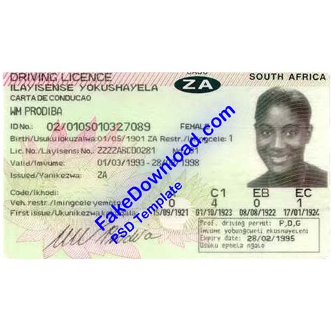 South Africa Driver License Psd Fake Download