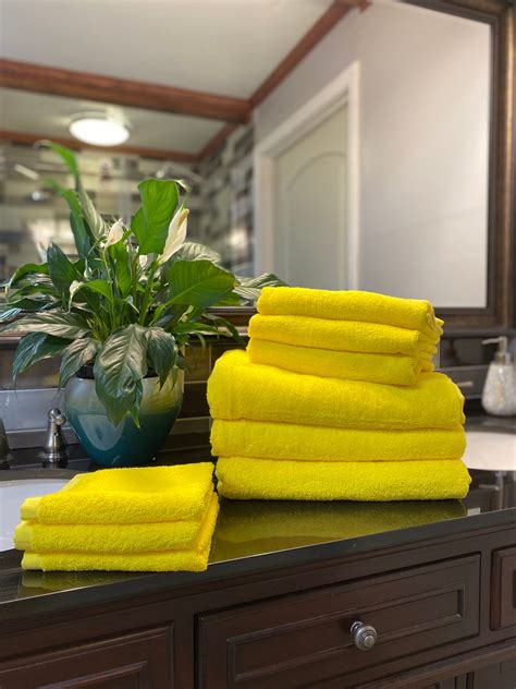 Yellow Bath Towel Yellow Bath Towel Set Cotton Bath Towels Etsy