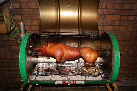 My Home Made Pig Roasting Spit Made From An Old Castrol Oil Drum A