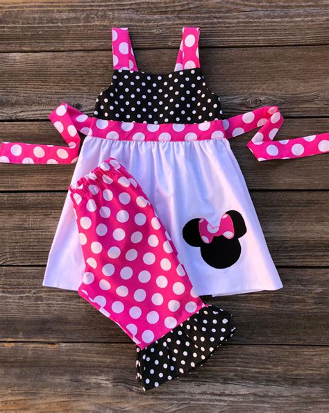 Hot Pink Black Minnie Mouse Boutique Girl Handmade Outfit