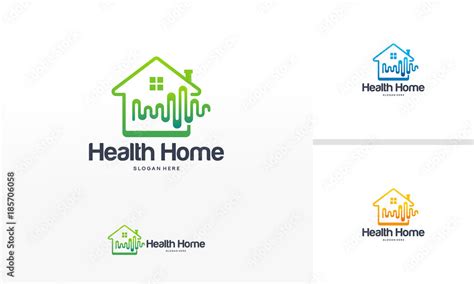 Health Home Logo Designs Concept Medical Place Logo Template Pulse