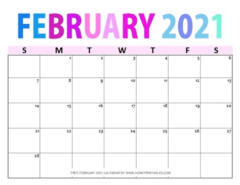 We have five february 2021 blank calendar templates that you can download for free. Free Printable February 2021 Calendar in PDF: 11 Best Designs!