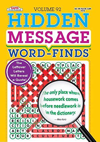 Hidden Message Word Finds Puzzle Book Word Search Volume 92 Paperback
