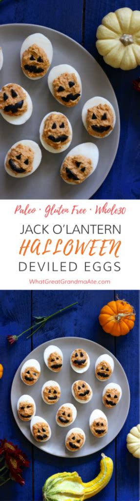 jack o lantern halloween deviled eggs gluten free halloween healthy halloween snacks paleo