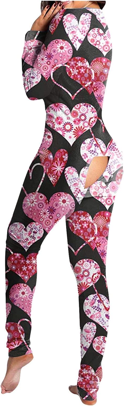 Damen Funktioneller Schlafanzug Overall Mit Po Klappe Onesies Damen Nachtwäsche Baumwolle Pyjama