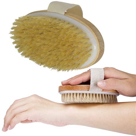 Dry Brushing Body Brush Natural Bristle Dry Skin Exfoliating Brush