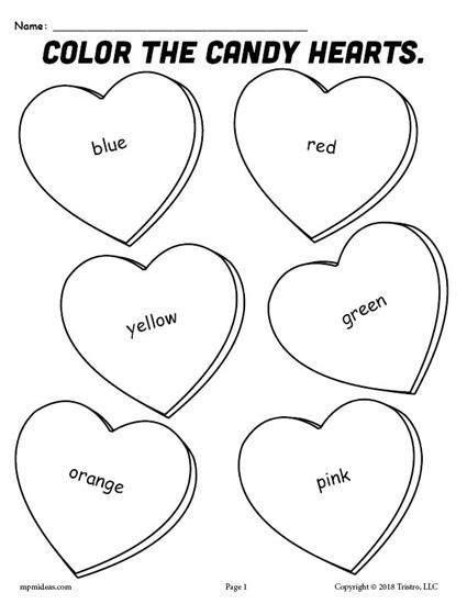 printable candy hearts valentines day color words coloring page color word wor