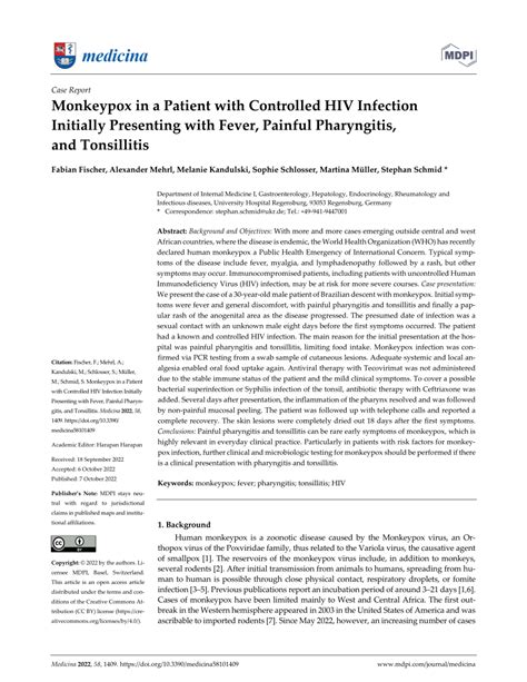 Pdf Monkeypox In A Patient With Controlled Hiv Infection Initially