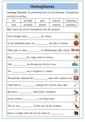 English test(9th form end of term 2 test)(3 parts)reading comprehension: Year 5 and 6 Homophone Worksheet | Teaching Resources