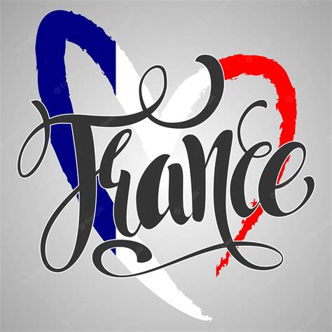 Premium Vector Handwritten France Calligraphic Vector Text Flag Of
