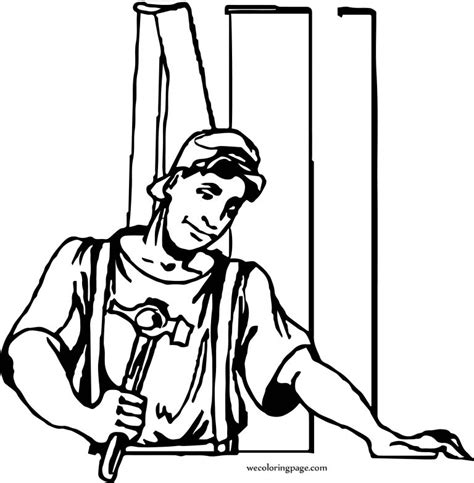Carpenter Working Young Coloring Page | Wecoloringpage.com