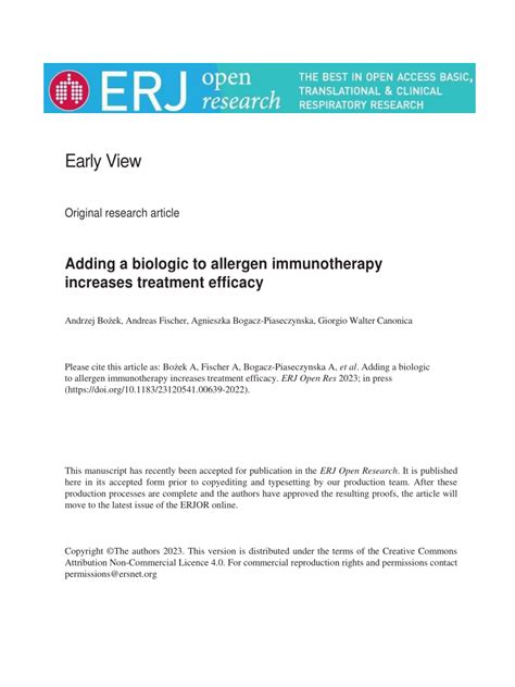 Pdf Adding A Biologic To Allergen Immunotherapy Increases Treatment