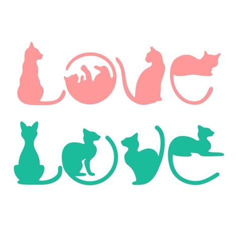 Love Cat SVG Cuttable Design | Animal embroidery designs, Cat design
