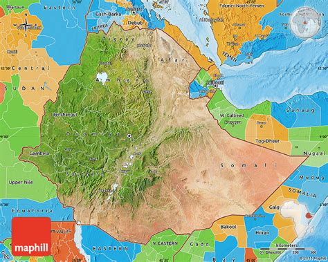 Satellite Map Of Ethiopia Political Outside