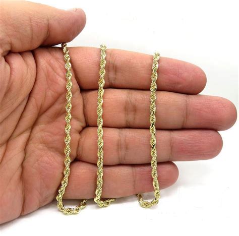 14k Yellow Gold 3 5mm Solid Rope Chain Diamond Cut Necklace Jawa Jewelers