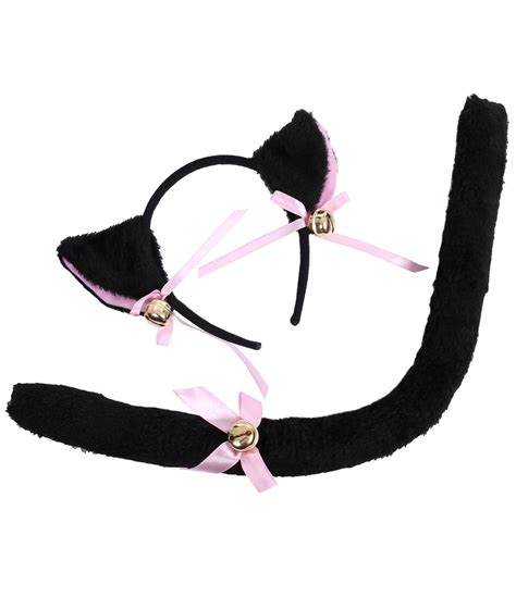 Set Cat Ears Headband Tail Paw Bow Tie Cat Cosplay Costume For Lady