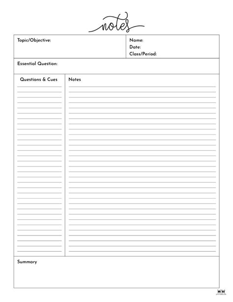 Printable Notes Template Pdf Forms Fillable Samples Vrogue Co