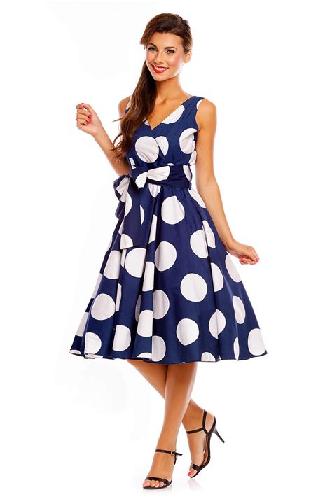 Ladies Retro Vintage 50s Swing Big Polka Dot Rockabilly Dress In Plus Size Ebay