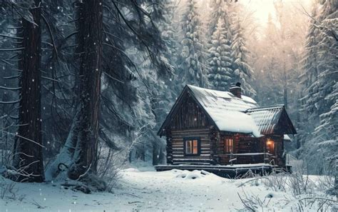 Premium Photo Cozy Winter Cabin In A Snowy Forest
