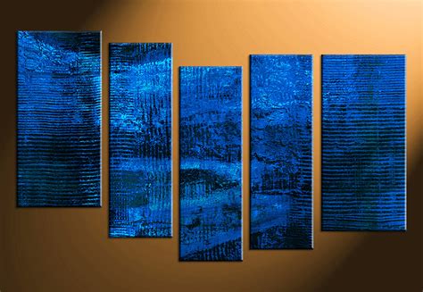 5 Piece Blue Abstract Canvas Wall Art