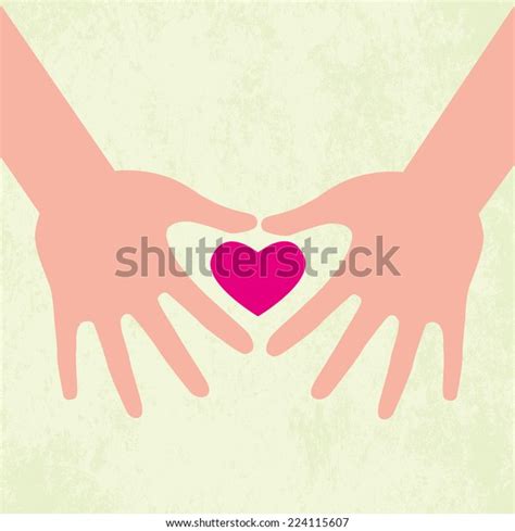 Two Hands Holding Heart On Grunge Stock Vector Royalty Free 224115607