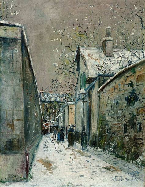 Maurice Utrillo Thatched Roof House In The Snow Rue Saint Vincent In