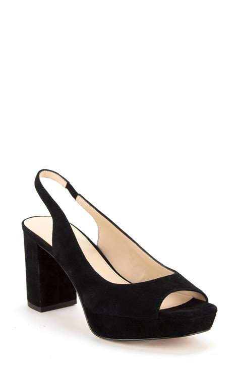 pelle moda amaya slingback platform sandal in black suede black lyst