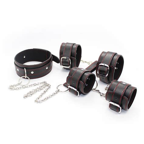 Pu Leather Collar Hand Wrist Ankle Cuffs Bondage Slave Restraint Belt In Adult Games Fetish Sex