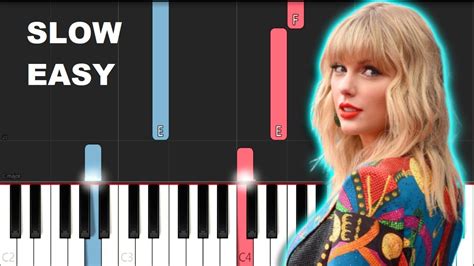 Taylor Swift Cardigan Slow Easy Piano Tutorial Youtube