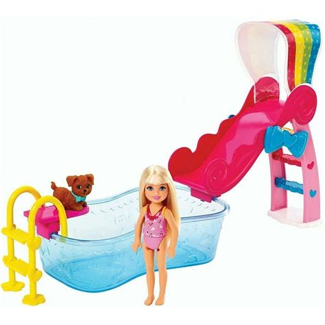 Barbie Chelsea Clubhouse Pool Water Fun Rainbow Slide Diving Board