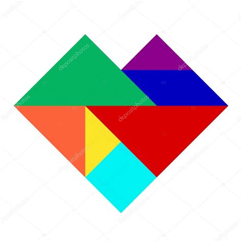 Colorful Tangram Puzzle In Heart Shape — Stock Vector © Thaneehgmail