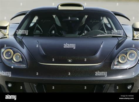 Gemballa Porsche Mirage Gt Black Front View Full Frame Stock Photo
